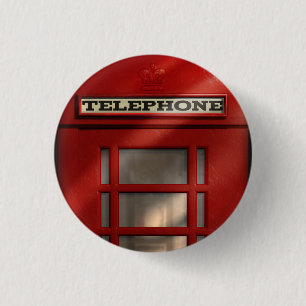 Britischer roter Telefonzelle-Knopf Button