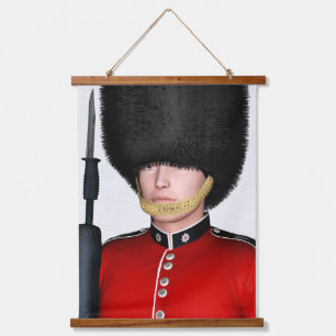 Britischer Royal Guard Soldat London Kunst Wandteppich Mit Holzrahmen