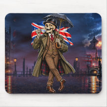 Britischer Skelett London Regen Tee Union Jack Big