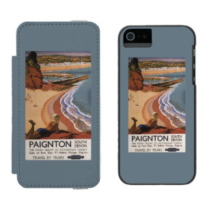 Britisches Eisenbahn-Mädchen, das über einer Incipio Watson™ iPhone 5 Geldbörsen Hülle