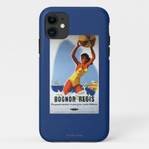 Britisches Eisenbahn-Mädchen und Beachball Plakat Case-Mate iPhone Hülle