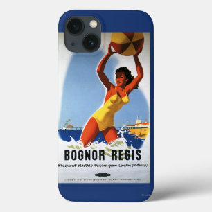 Britisches Eisenbahn-Mädchen und Beachball Plakat Case-Mate iPhone Hülle