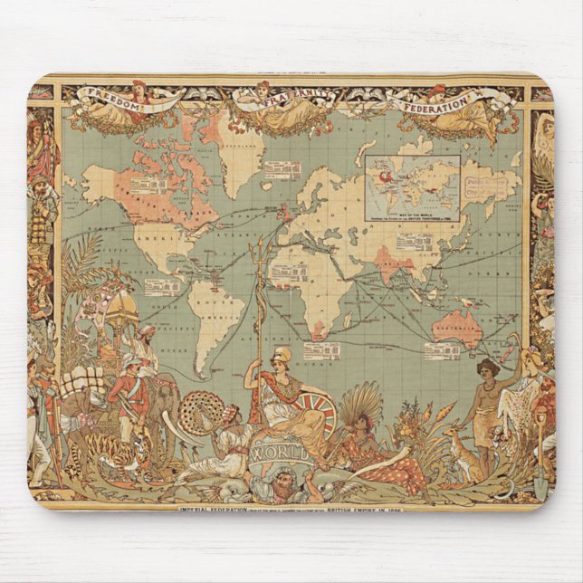 Britisches Empire Vintage Viktorianische Weltkarte Mousepad (Vorne)