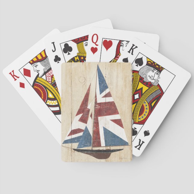 Britisches Flaggen-Segelboot Spielkarten (Rückseite)