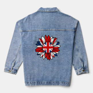 Britisches Flaggen-Sonnenblumen-Design Damen Jeansjacke