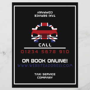 Britisches Flaggen-Taxi-Logo mit Preisliste Flyer