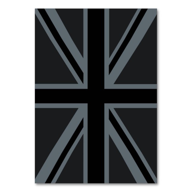 Britisches Flaggendesign für Black Union Jack - Br Tischnummer (Vorderseite)