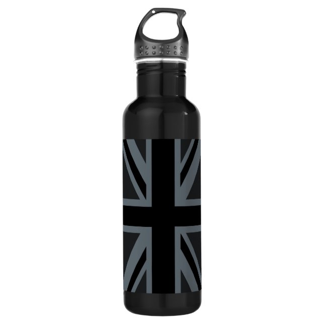 Britisches Flaggendesign für Black Union Jack - Br Trinkflasche (Vorderseite)