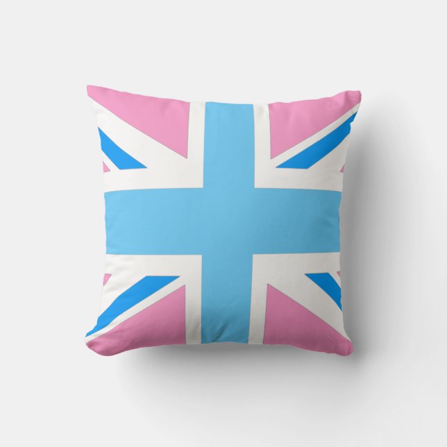 britisches Flaggenrosa und blaues Kissen (Vorderseite)