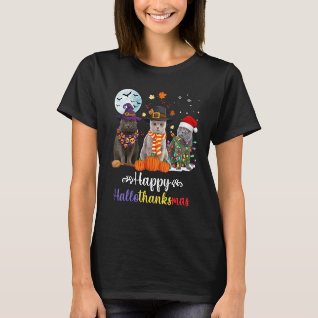 Britisches Kurzhaar Halloween Frohe Weihnachten 1 T-Shirt (Vorderseite)