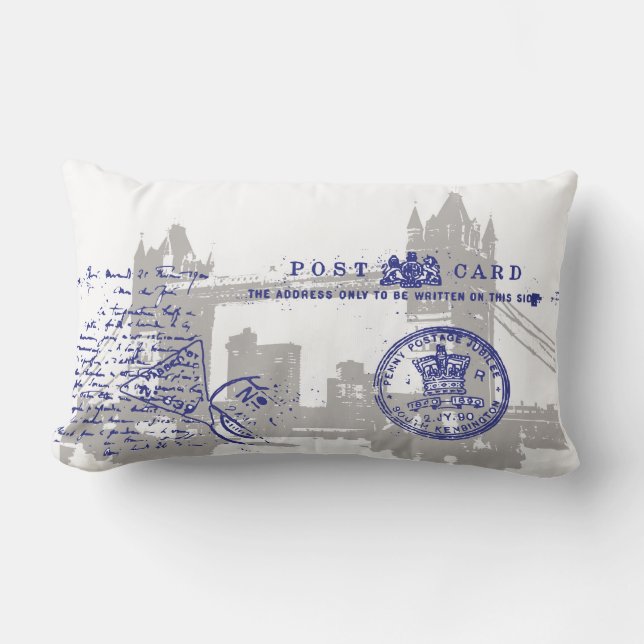 BRITISCHES London-Postkarten-Kissen Lendenkissen (Vorderseite)