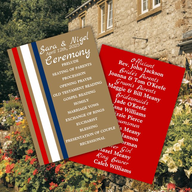 Britisches Mod Red White Blue Hochzeitsprogramm Programm (Von Creator hochgeladen)