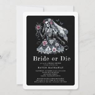 Britisches oder Die Gothic Floral Skelett Brautpar Einladung