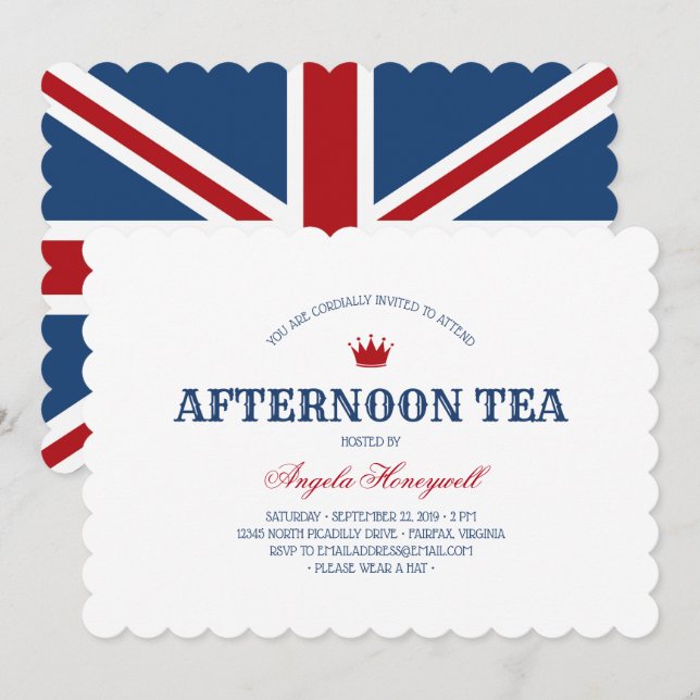 Britisches Party Nachmittagstee Einladung (Vorne/Hinten)