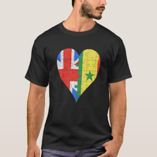 Britisches senegalesisches Flaggenherz T-Shirt