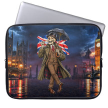 Britisches Skelett London Regen Tee Union Jack Big