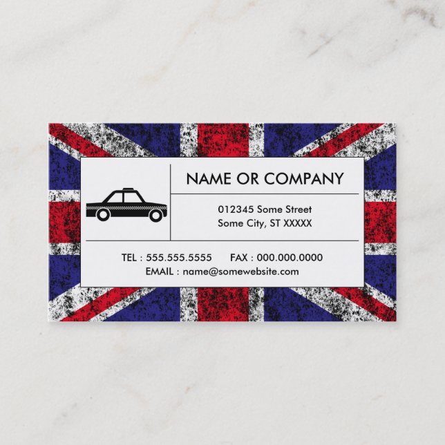 britisches Taxi Visitenkarte (Vorderseite)