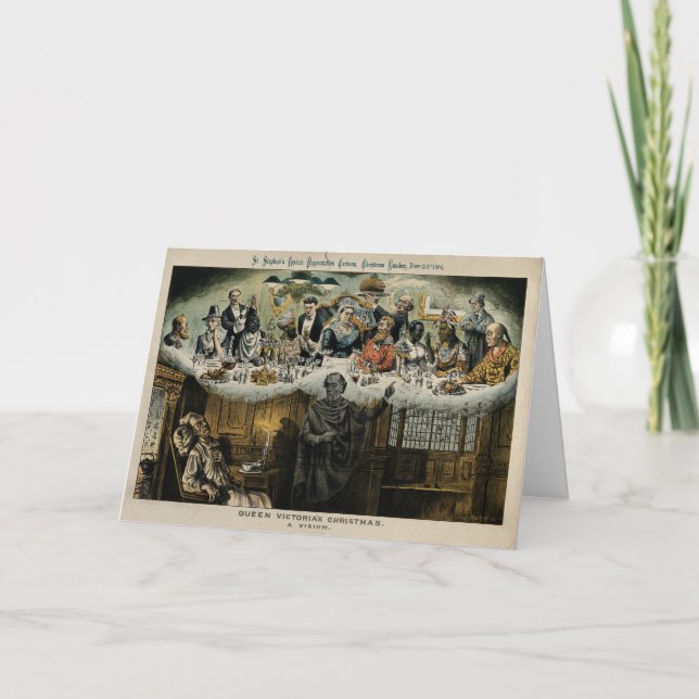 Britisches Weihnachtsabendessen Scrooge Feiertagskarte (Vorderseite)