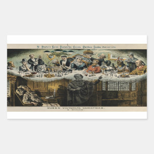 Britisches Weihnachtsabendessen Scrooge Rechteckiger Aufkleber