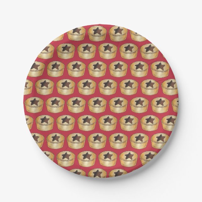 Britisches Weihnachtsfrüchte-Mince-Pie-Festivitäte Pappteller (Vorderseite)