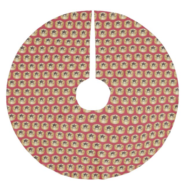 Britisches Weihnachtsfrüchte-Mince-Pie-Festivitäte Polyester Weihnachtsbaumdecke (Vorderseite)