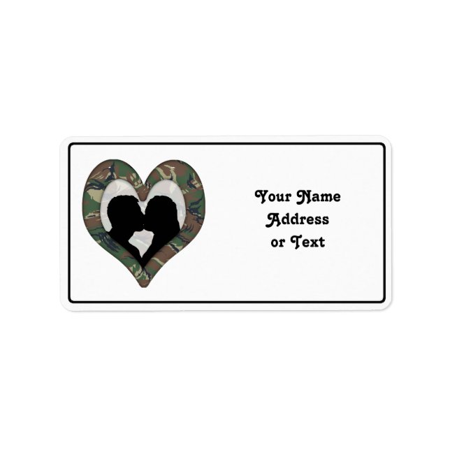 British 95 Forest Green Camouflage Kissing Couple Adressaufkleber (Vorne)