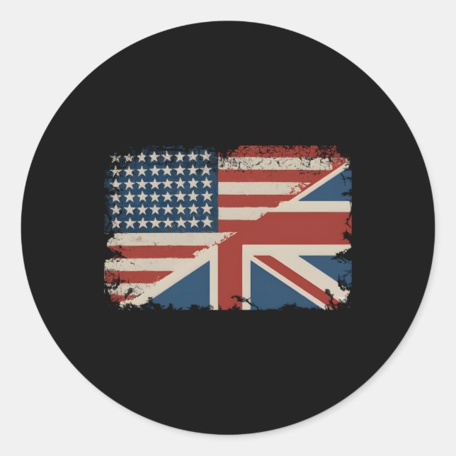 British American Flag Great Britain Union Jack Runder Aufkleber (Vorderseite)