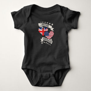 British American Heart Flags United Kingdom Baby Strampler