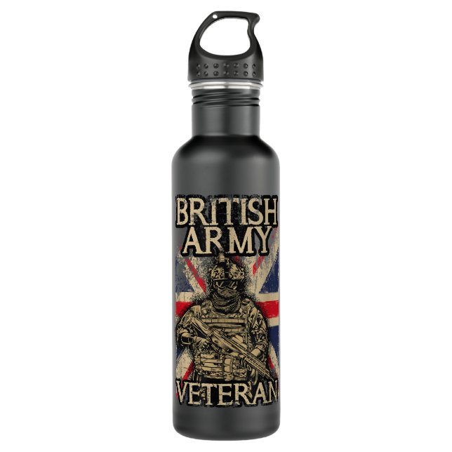British Army Veteran Soldier Union Jack Flag UK Ar Edelstahlflasche (Vorderseite)