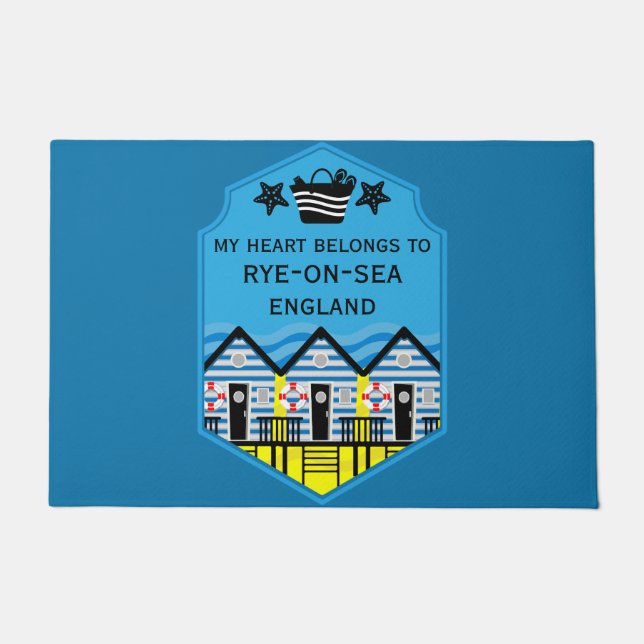 British Beach Hut Geschenke und Dekoration Fußmatte (Vorderseite)