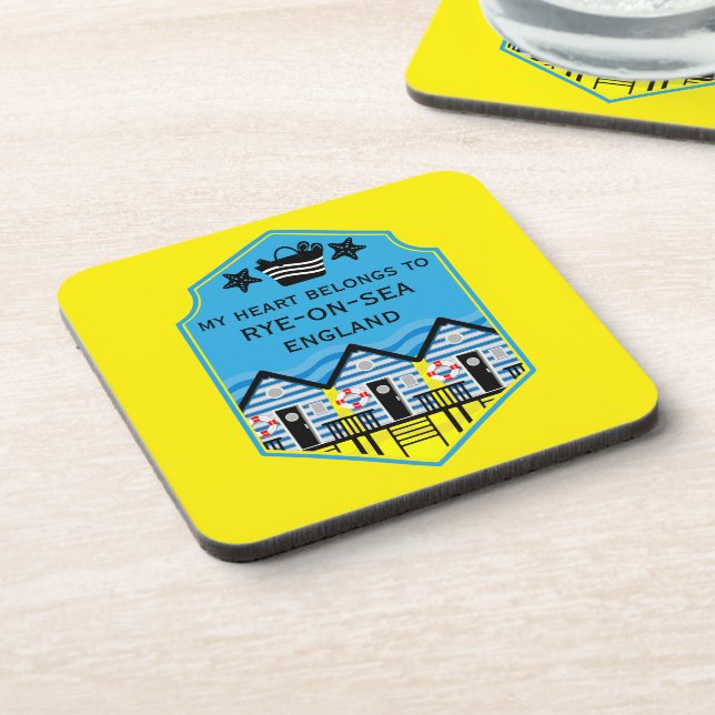 British Beach Hut Geschenke und Dekoration Getränkeuntersetzer (Linke Seite)