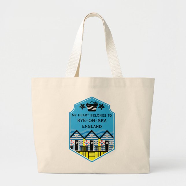 British Beach Hut Geschenke und Dekoration Jumbo Stoffbeutel (Vorne)