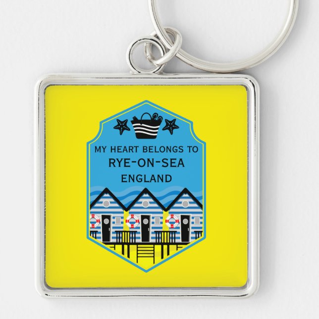 British Beach Hut Geschenke und Dekoration Schlüsselanhänger (Vorne)
