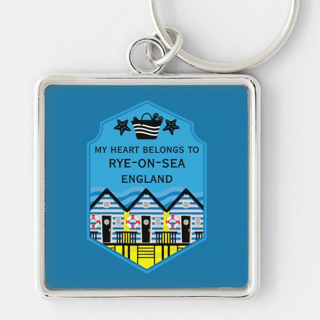 British Beach Hut Geschenke und Dekoration Schlüsselanhänger (Vorne)
