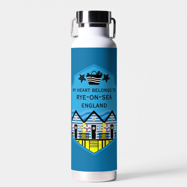 British Beach Hut Geschenke und Dekoration Trinkflasche (Vorne)