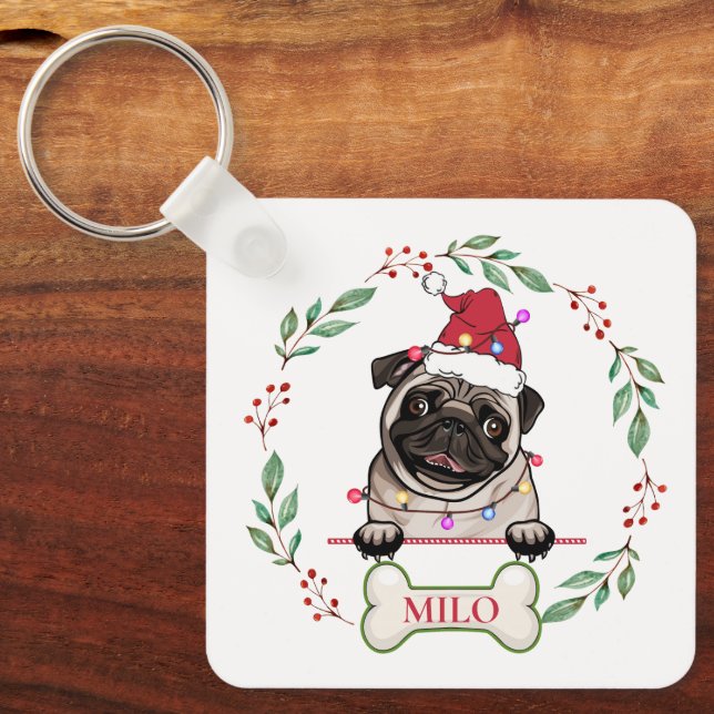 British Bull Dog Personalisiertes Weihnachtsgesche Schlüsselanhänger (Vorderseite)