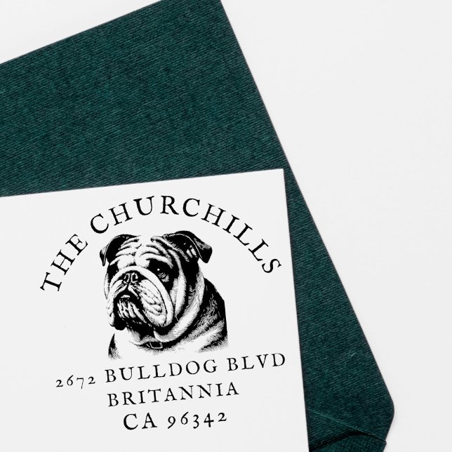 British Bulldog Familienname Rücksendeadresse Gummistempel (Von Creator hochgeladen)