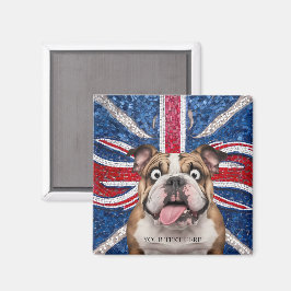 British Bulldog mit Gewerkschaft Flag als Hintergr Magnet