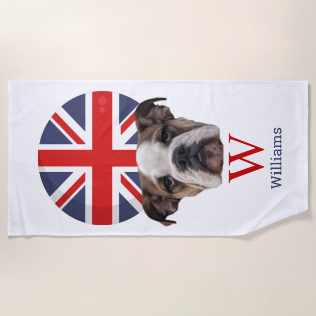 BRITISH BULLDOG Monogramm Strandtuch (Vorderseite)
