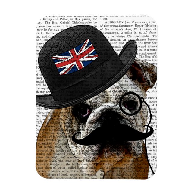 British Bulldog und Bowler Hat Magnet (Vertikal)