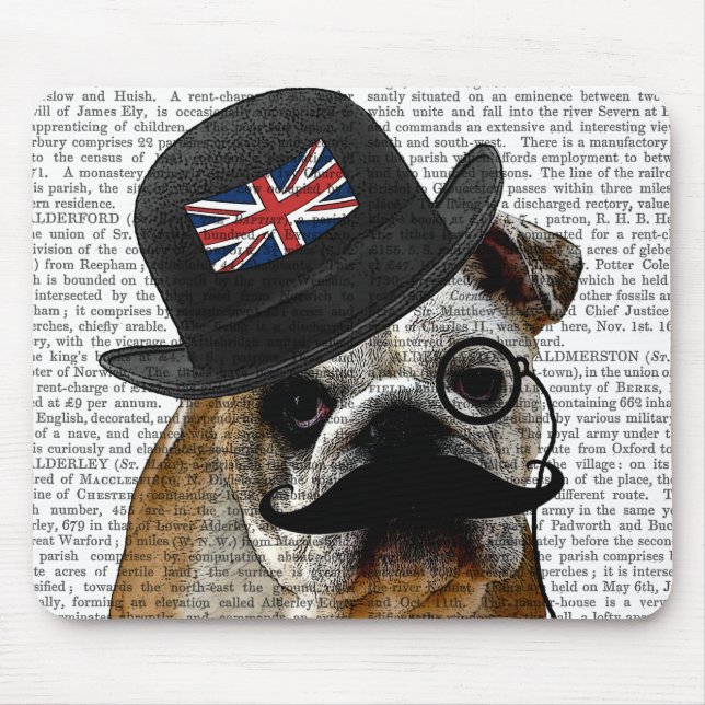 British Bulldog und Bowler Hat Mousepad (Vorne)