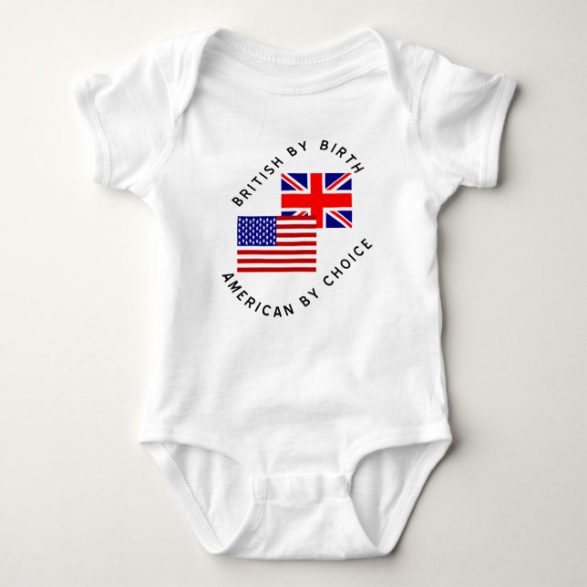 British by Birth American by Choice Black Text Baby Strampler (Vorderseite)