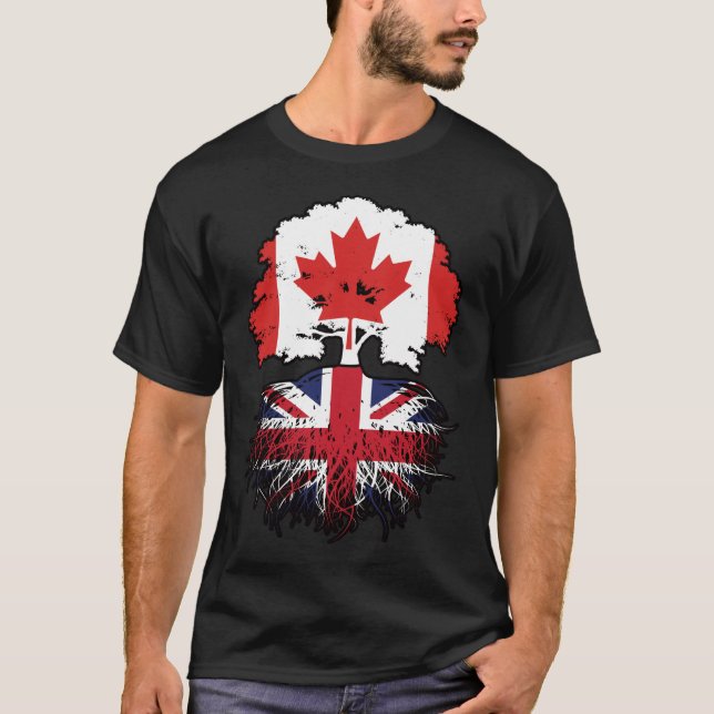 British Canadian Canada Tree Roots Flag T-Shirt (Vorderseite)