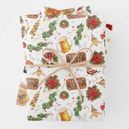British Christmas Wrapping Paper Santa Claus Geschenkpapier Set