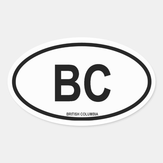 British Columbia "BC" Ovaler Aufkleber (Vorderseite)