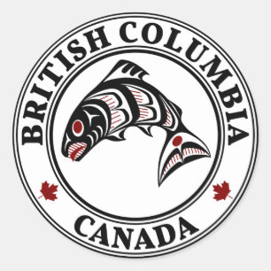 British Columbia Canada Haida art Salmon Runder Aufkleber