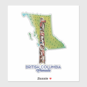 British Columbia Canada kartografiert Poster. Aufkleber