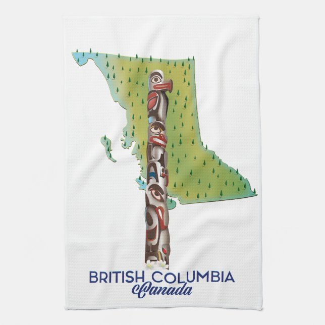 British Columbia Canada kartografiert Poster. Geschirrtuch (Vertikal)