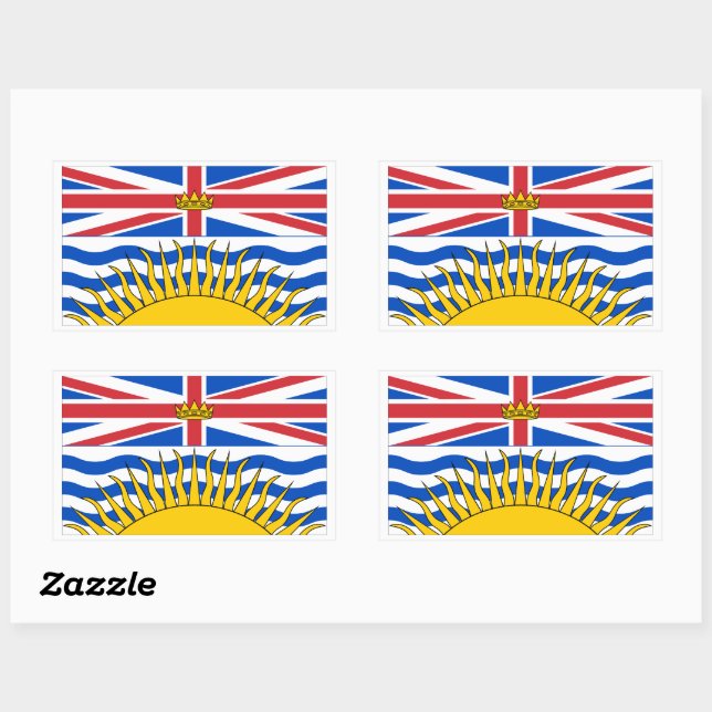 British Columbia Flags Graphic Rechteckiger Aufkleber (Blatt)