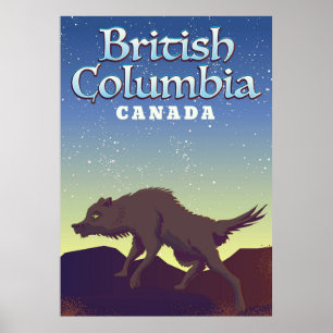 British Columbia Kanada Wild Wolf Poster